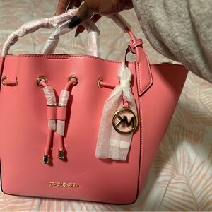 Michael Kors Pink Shoulder Bag with Gold Accents